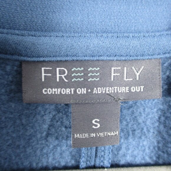 Free Fly Sweater Womens S Blue Cardigan Thermal Fleece Long Open Bamboo Pockets - Picture 5 of 11